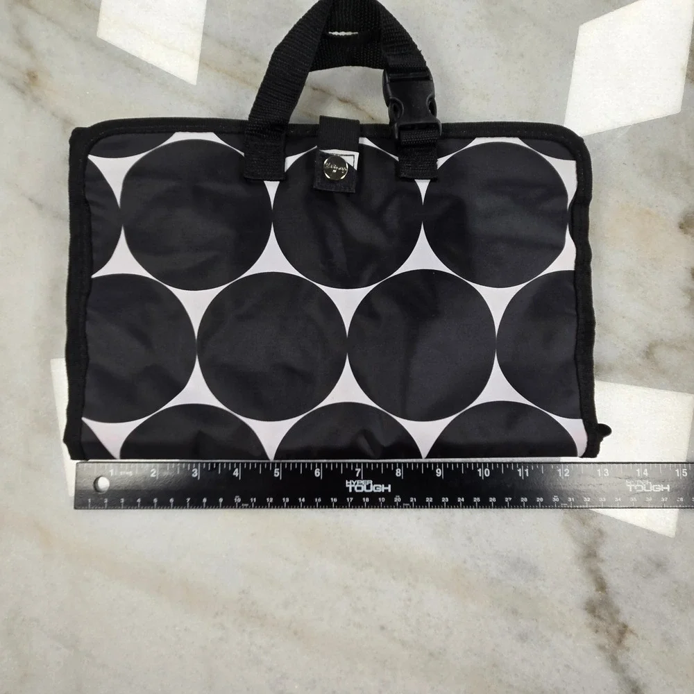 Thirty-One Hanging Toiletry Bag Black White Polka Dot Travel Organizer Preppy